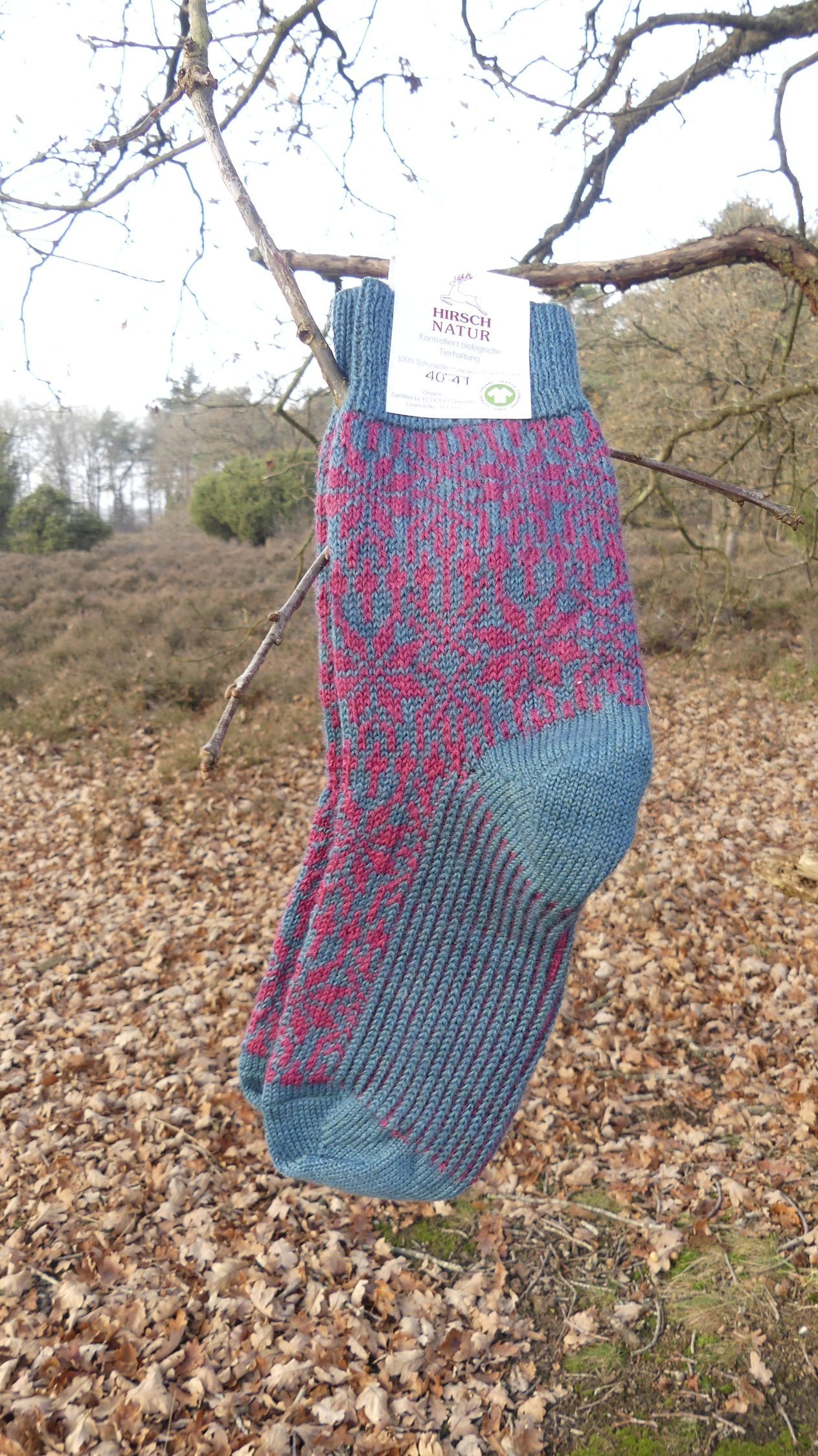 Wollen sokken met Noors motief