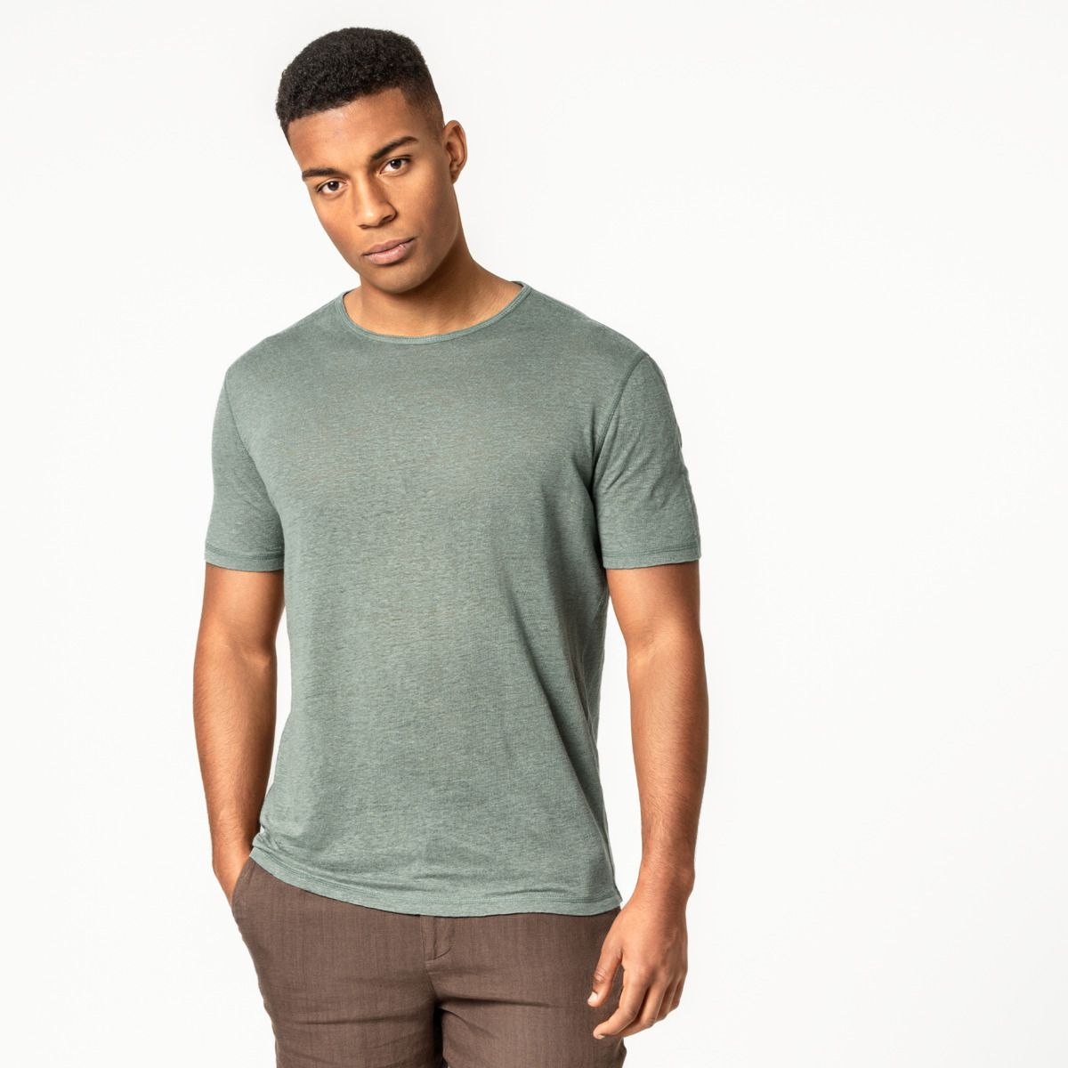 Heren t-shirt linnen  pine