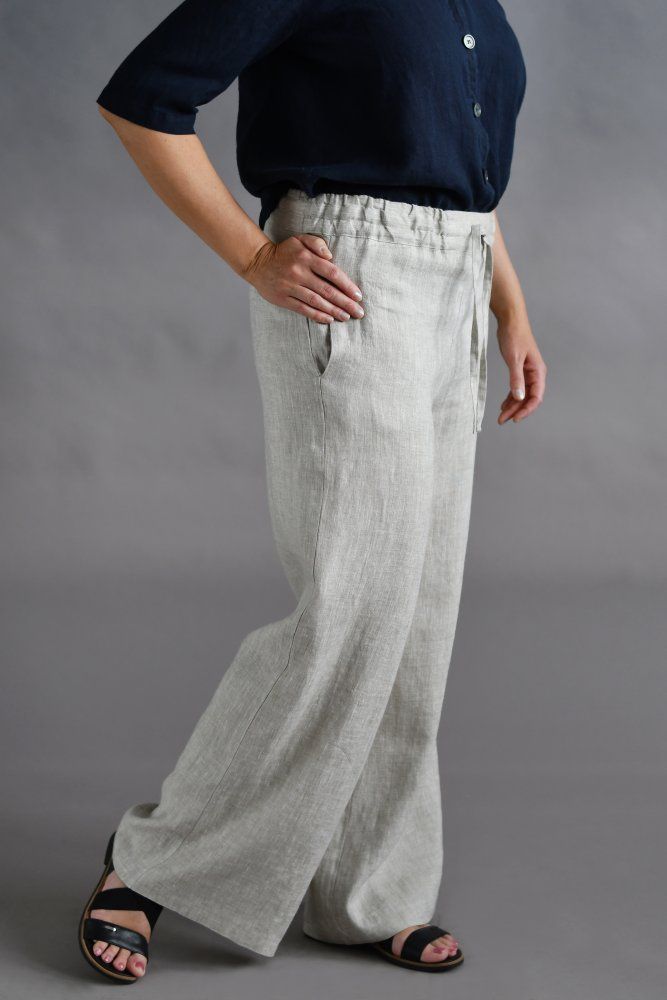 Linnen broek beige melange