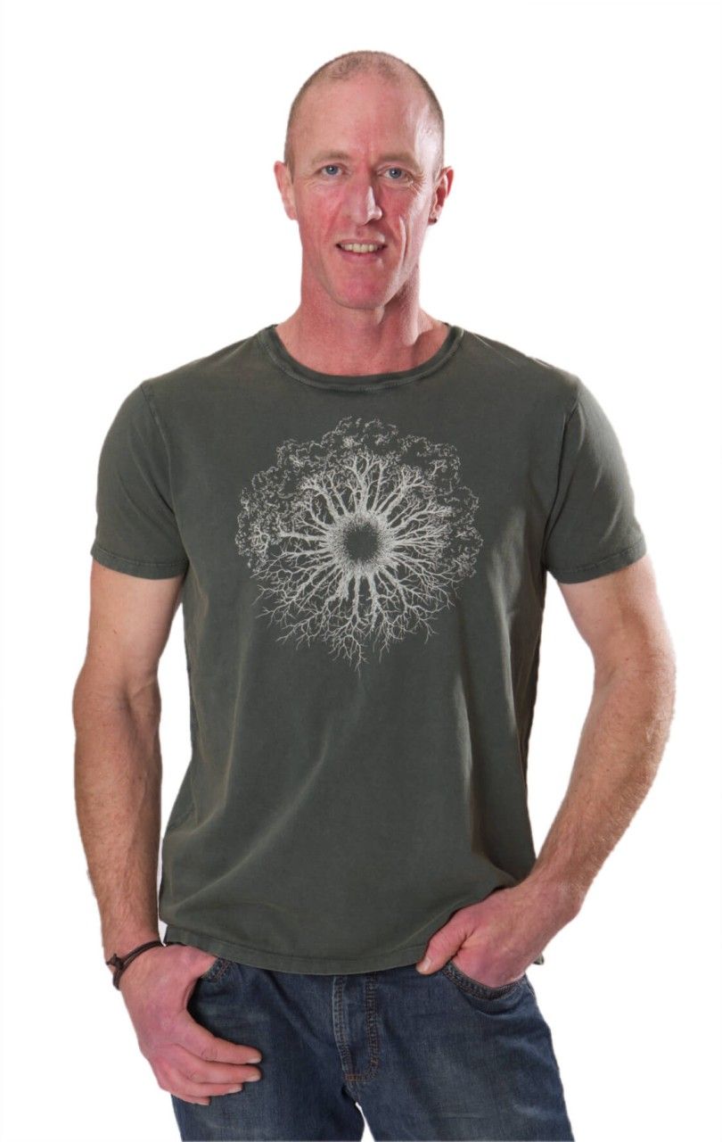Art herenshirt 'Woodeniris' groen stonewashed Life-Tree