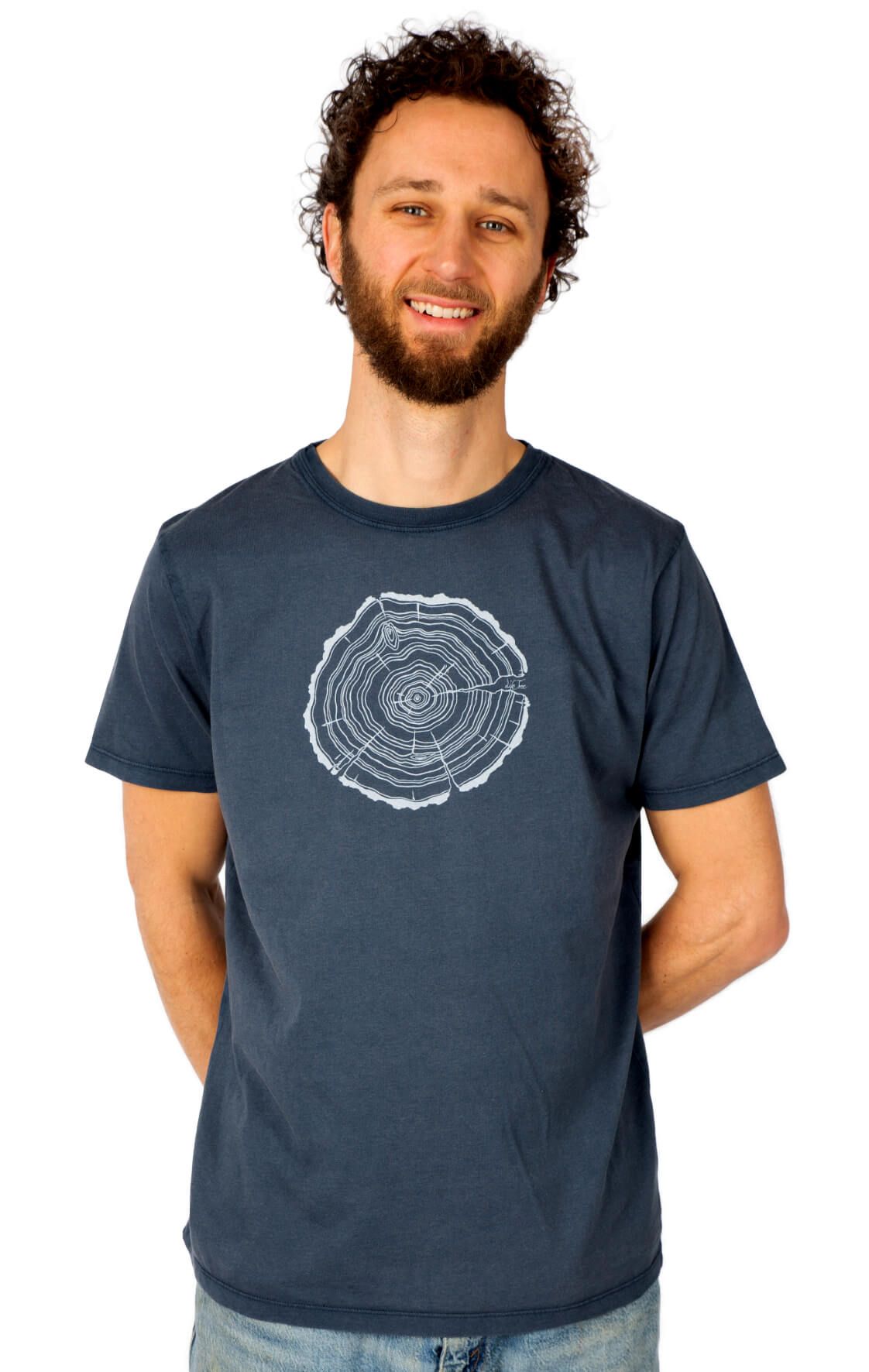 Art herenshirt 'Treeslice' blauw  stonewashed Life-Tree
