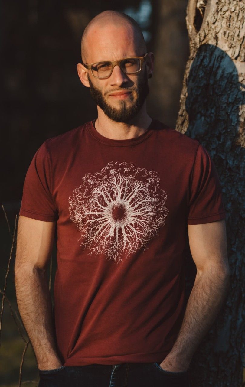 Art herenshirt 'Woodeniris' rood stonewashed Life-Tree