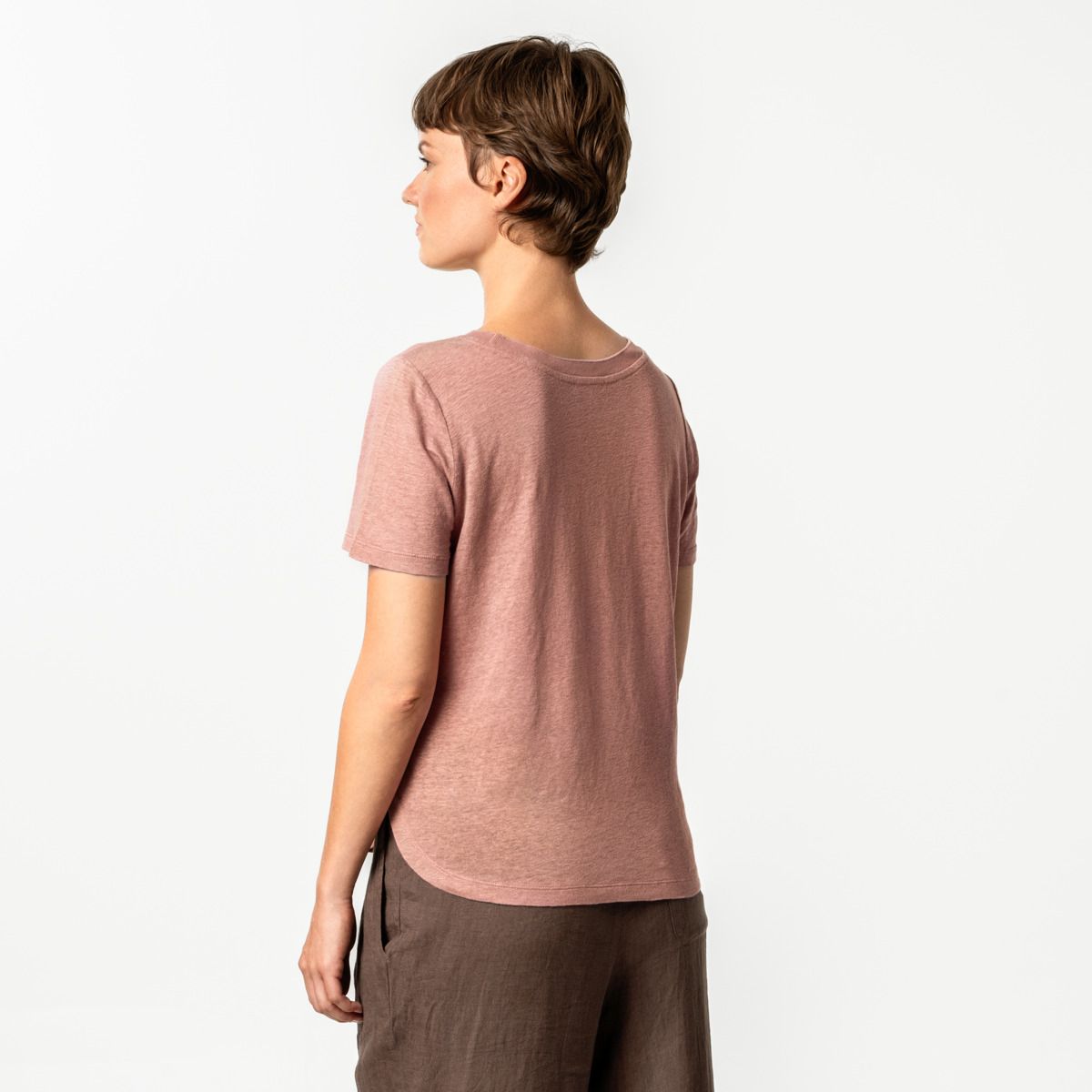 Dames t-shirt linnen  oudrose