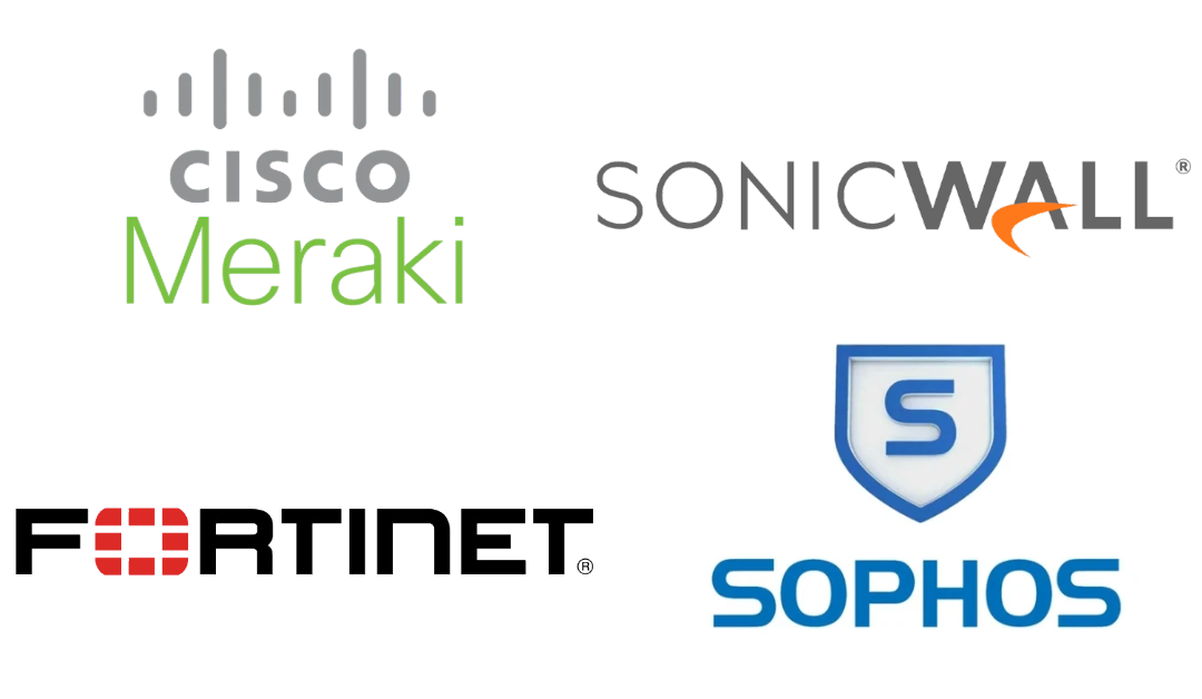 Firewall vendors: Sonicwall, Meraki, Sophos, Fortinet.