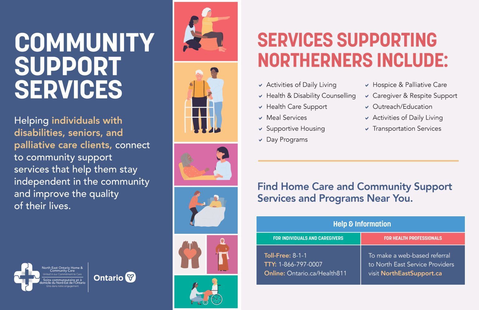 A brochure about community support services for northerners