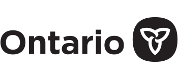 A black and white logo for ontario with a heart in a circle.