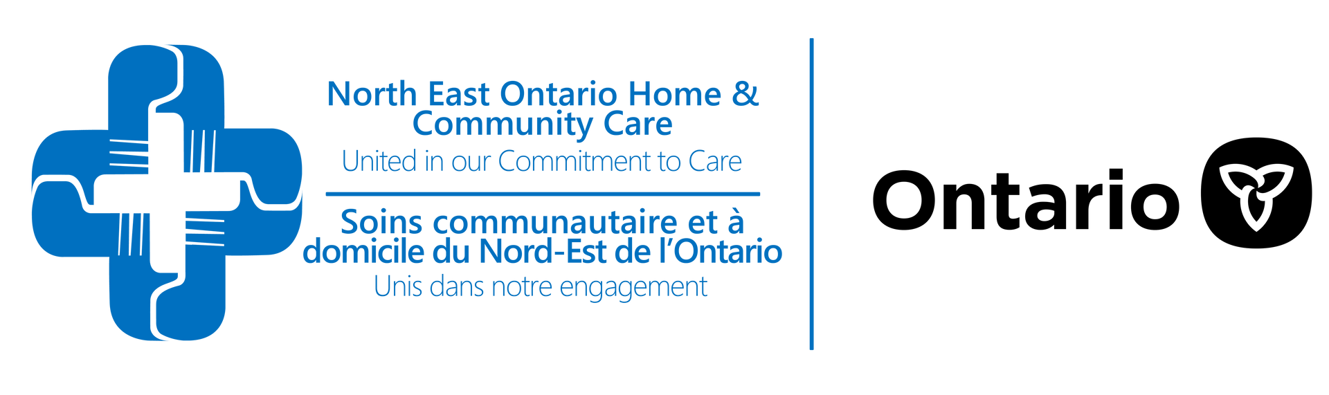 A logo for north east ontario home and community care