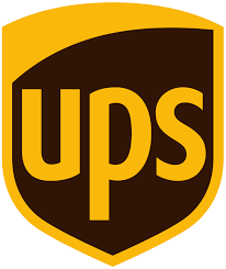 The ups logo is on a brown and yellow shield.