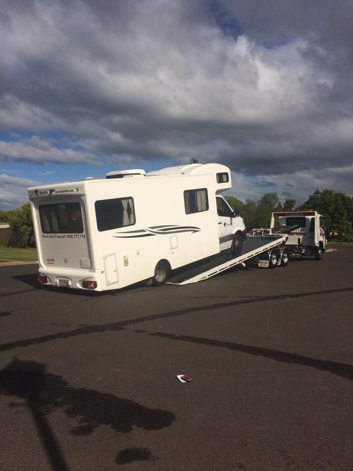 RV Vehicle Being Towed by Wilson Towing Truck — Tow in Dubbo, NSW