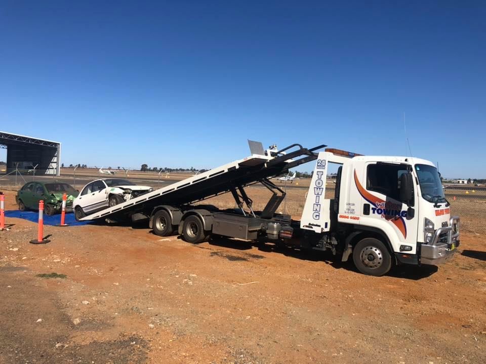 Crashed minibus is loaded onto tow truck — Tow in Cobar, NSW