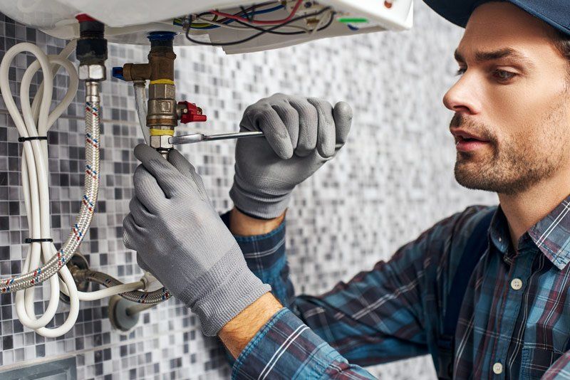 Plumber Fixing Sink Pipe — Hopewell, PA — Mark A. Redinger Plumbing and Heating Inc. Plumber Fixing Sink Pipe — Hopewell, PA — Mark A. Redinger Plumbing and Heating Inc.