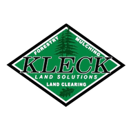 Logo for Kleck Land Solutions: green and black diamond with company name, tree, and services listed.