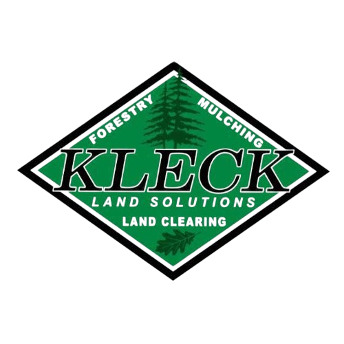 Logo for Kleck Land Solutions: green and black diamond with company name, tree, and services listed.