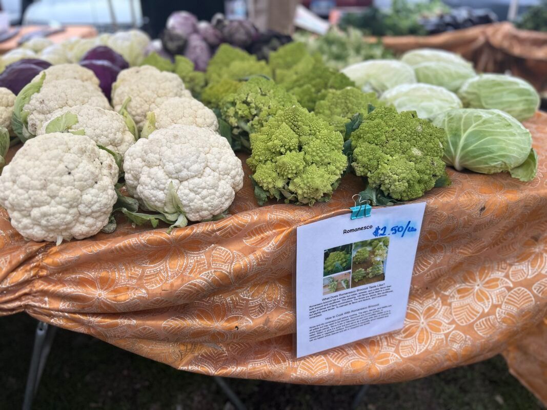 Xiong Farm Produce, one of the vendors at the Fort Miller Middle School farmers market, sells Romanesco broccoli. Fresno Unified has been placing farmers markets on its campuses to provide affordable, nutritious food options for families.