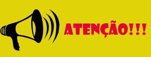 Uma placa amarela com um megafone e a palavra atenção em vermelho
