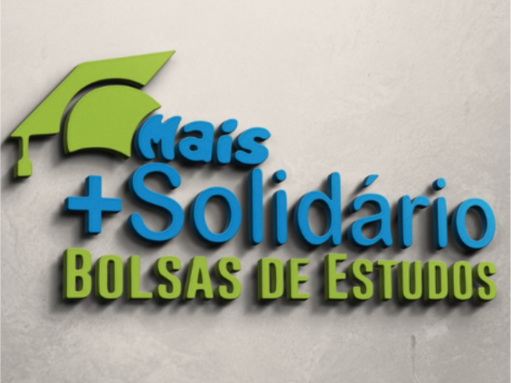 A sign that says mais + solidario bolsas de estudos