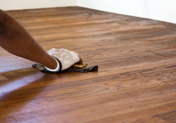 timber floor being finished