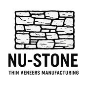 Logo for Nu-Stone: black and white stone wall illustration over the name "NU-STONE," with "THIN VENEERS MANUFACTURING" underneath.