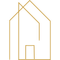 Noble House logo, bespoke outline of a house in gold.