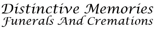 "Distinctive Memories Funerals And Cremations" in elegant script lettering.