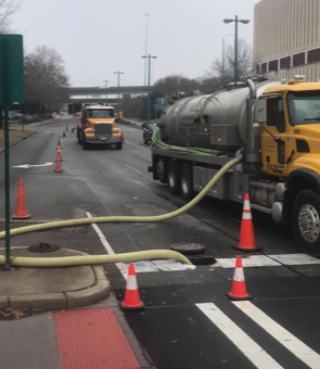 Sewerage truck on the street — Currituck, NC — Hines Septic