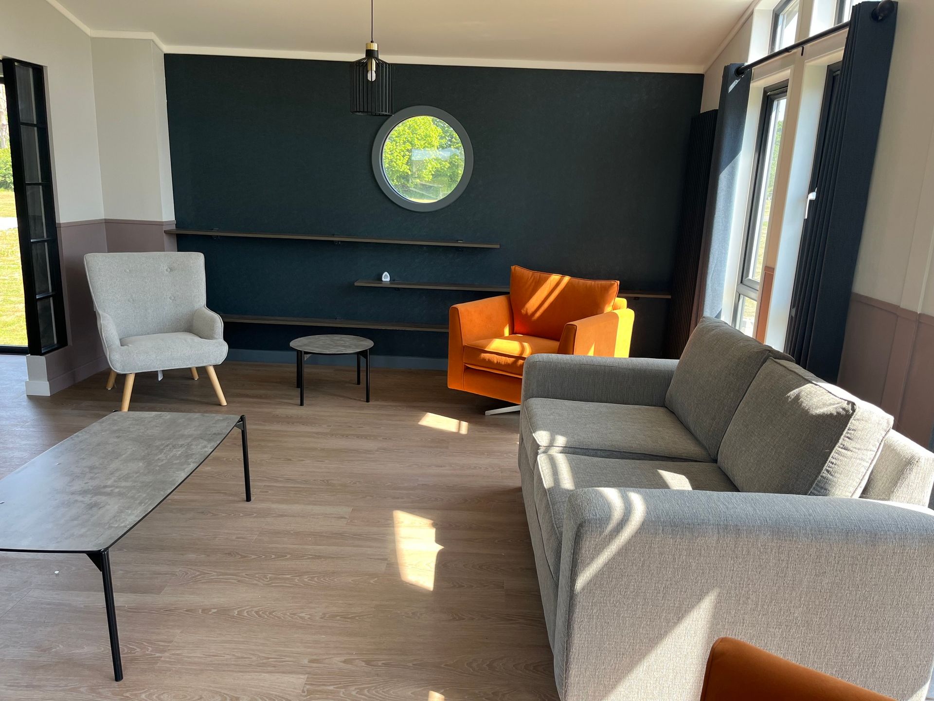 Spacious lounge area inside the Tingdene Park Home for sale at Cotswold Grange Country Park