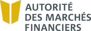 Un logo pour l'autorité des marchés financiers avec un bouclier jaune.