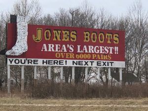 Jones Boots sign