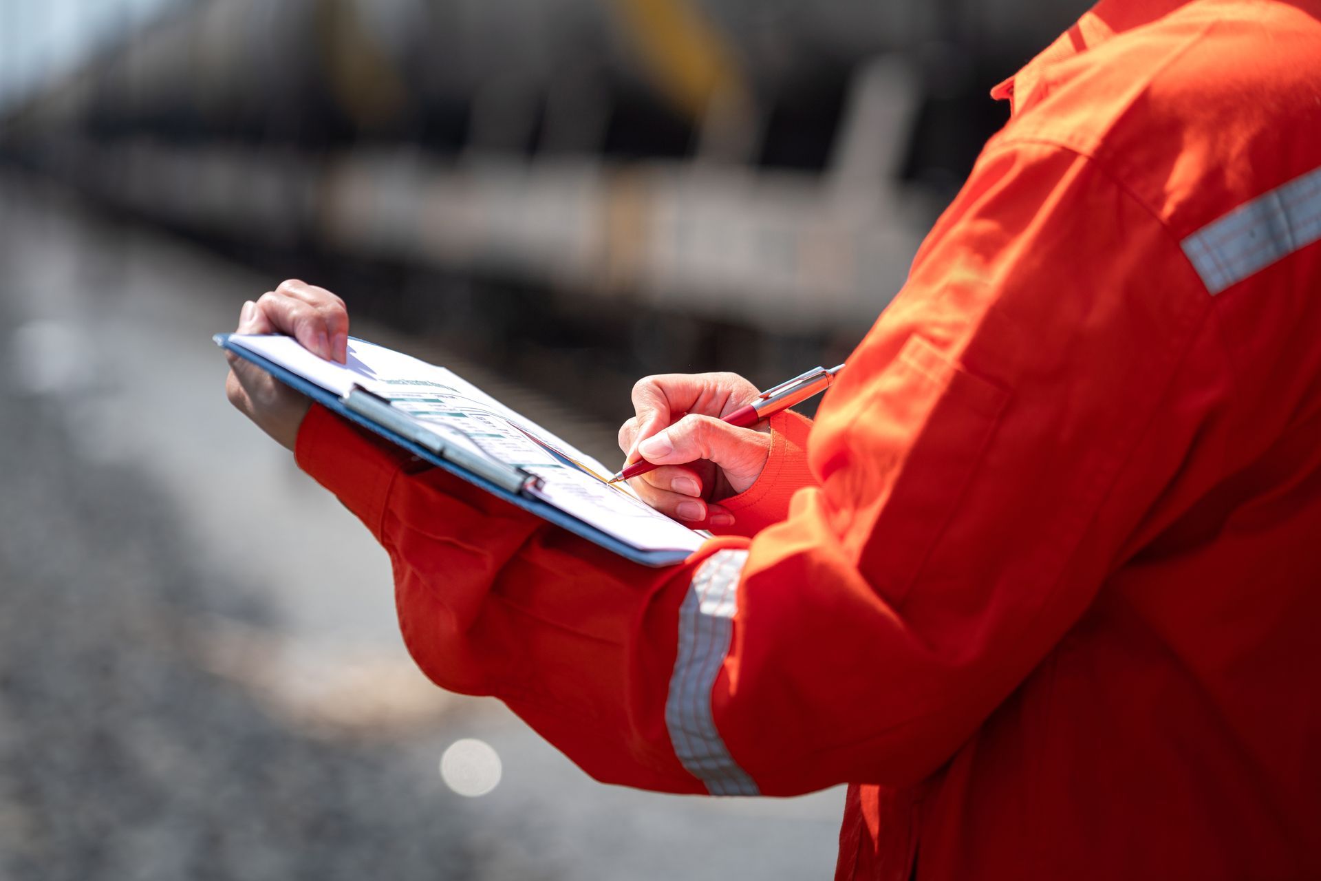 Department of transportation officer identifying issues during a DOT audit.