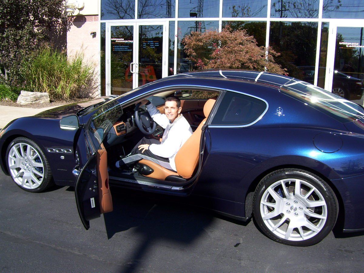 Trying out a Maserati Gran Turismo.