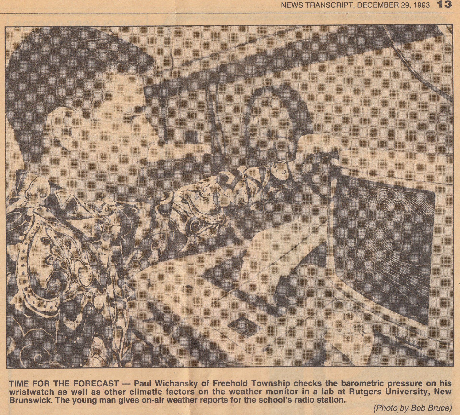 A magazine photo as a meteorology undergraduate.