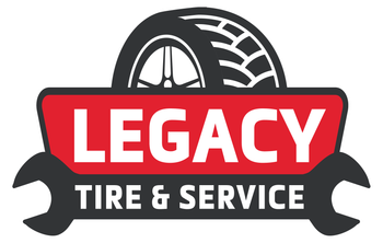Legacy tire and service logo with a tire and wrench