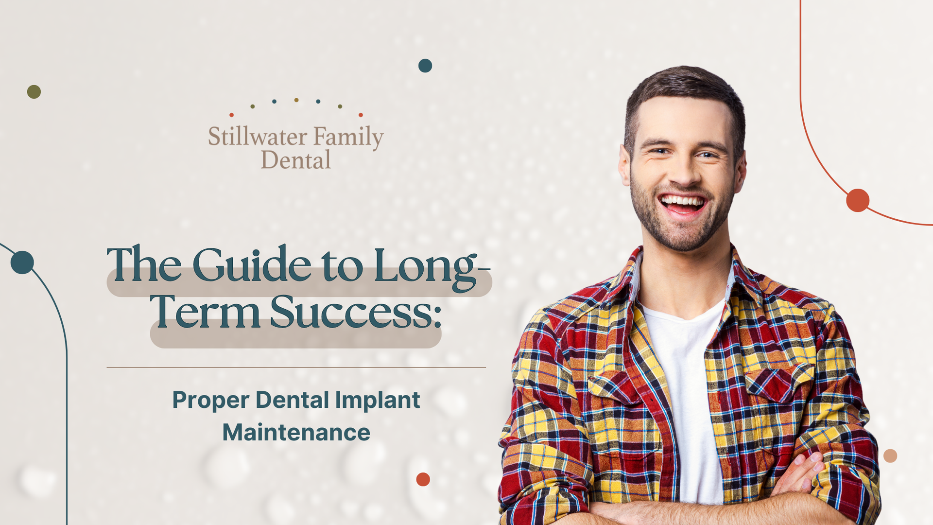 Man with dental ad smiling. Text reads: