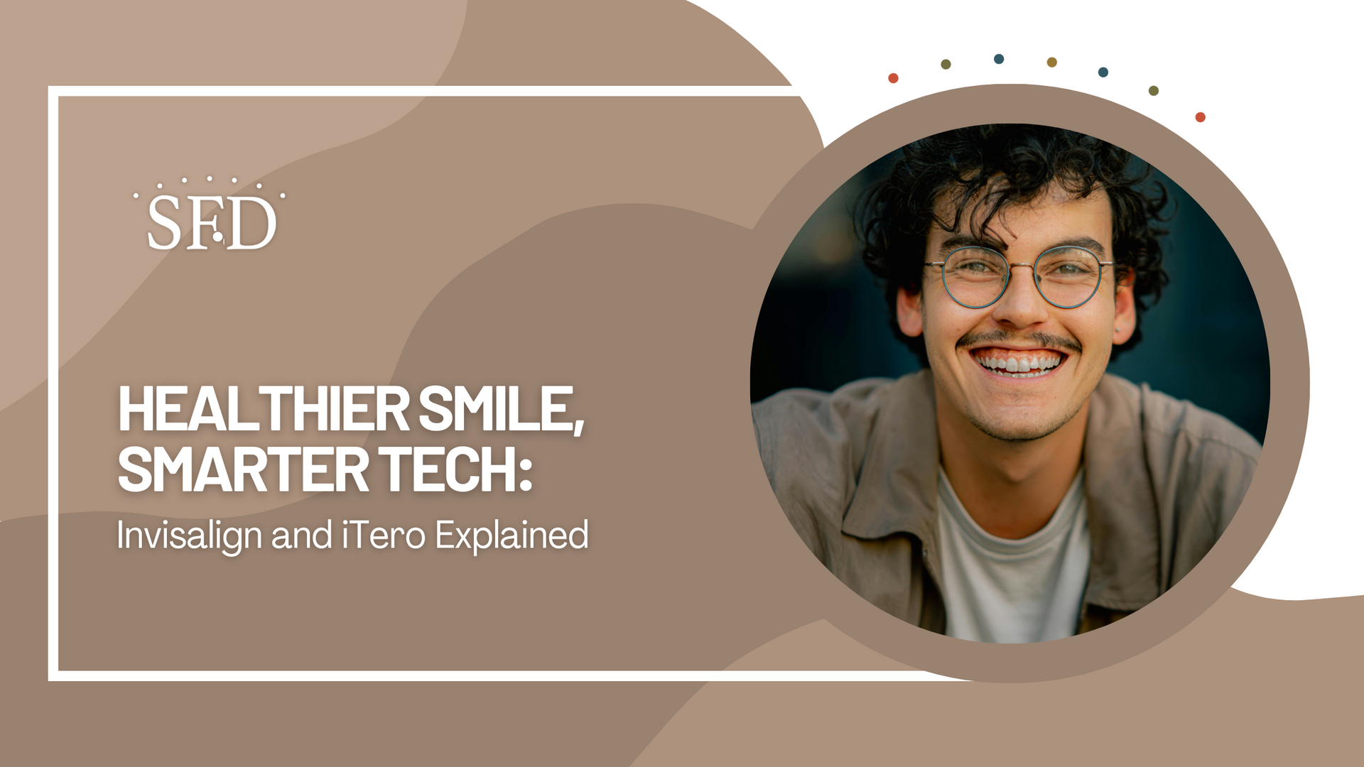 A man with glasses and a mustache is smiling in a circle.