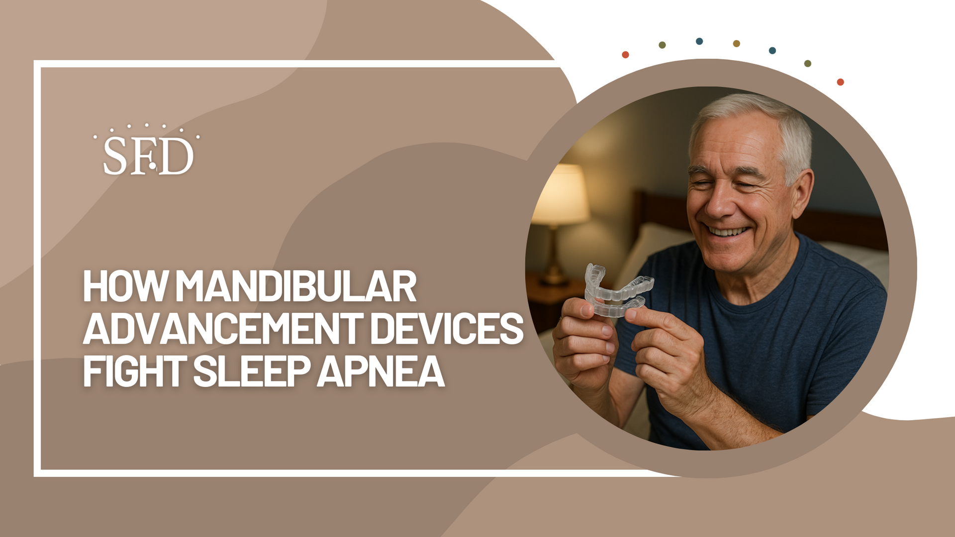An older man is holding a mouth guard in his hands.