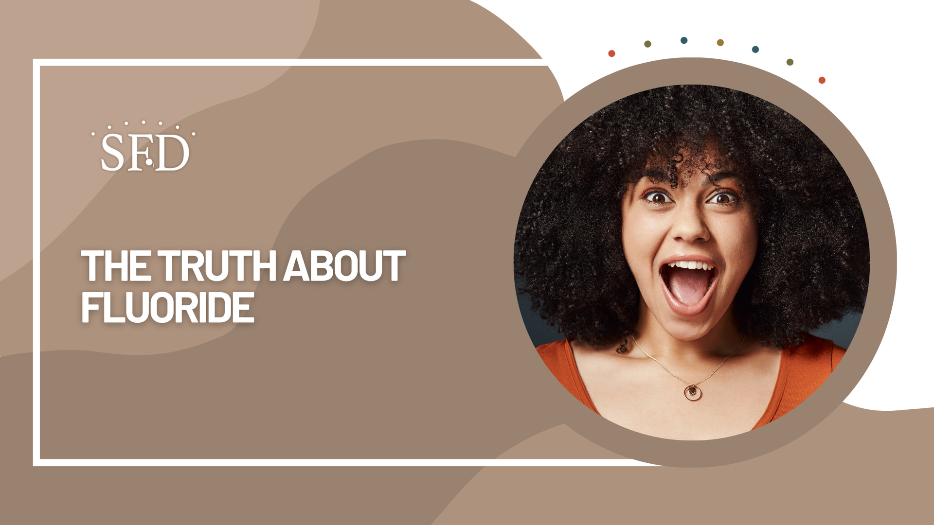 A woman with curly hair is making a funny face with her mouth open.