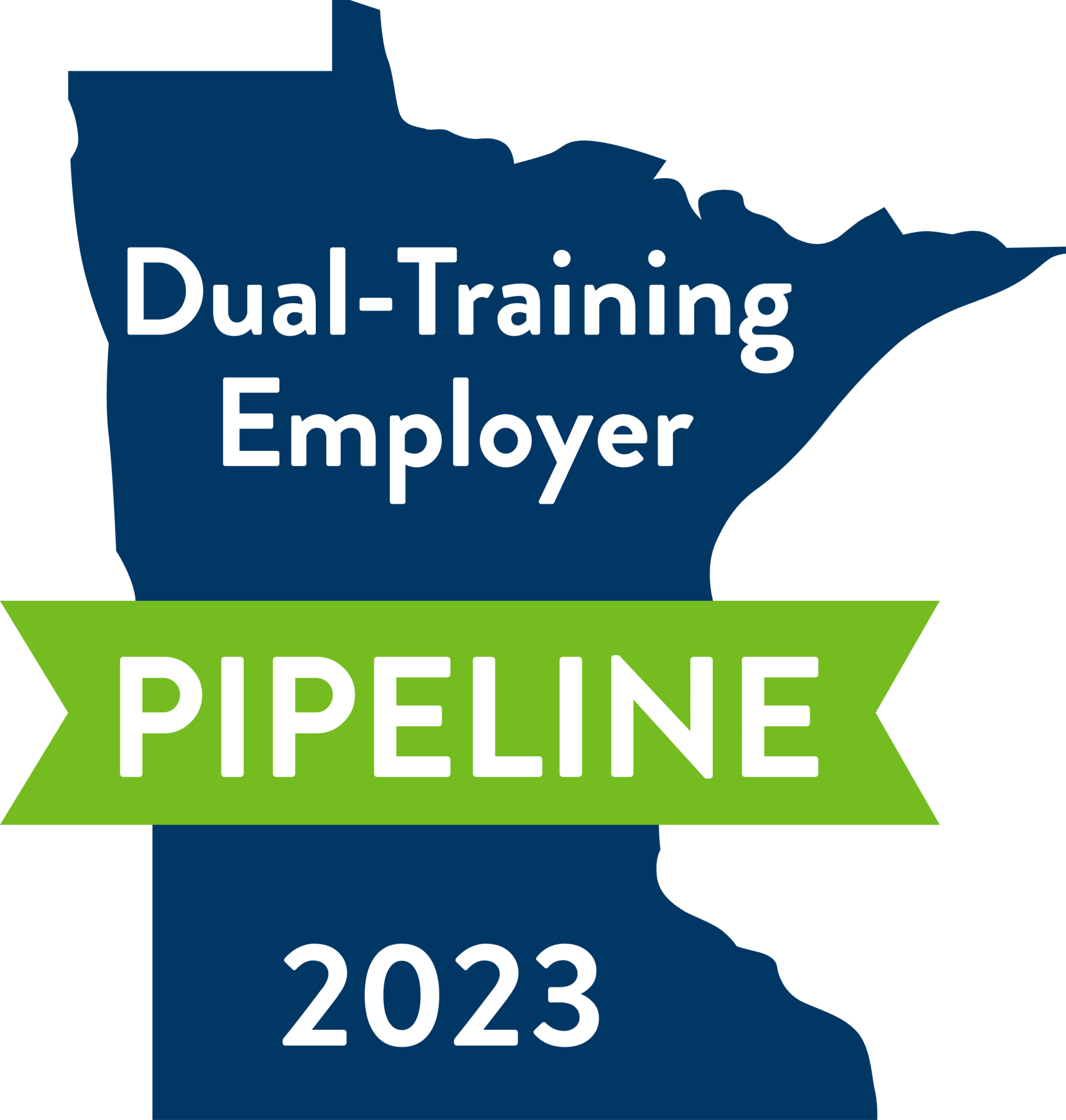 The dual-training employer pipeline logo is a map of minnesota.