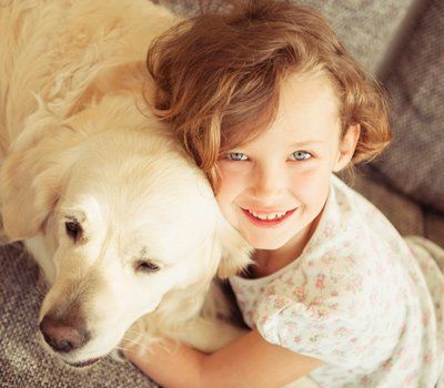 Child with dog