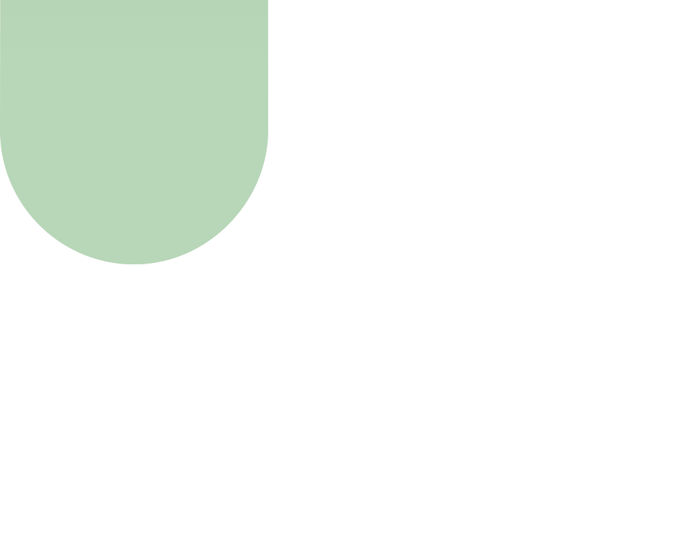 Un objet vert en forme de U sur fond blanc.