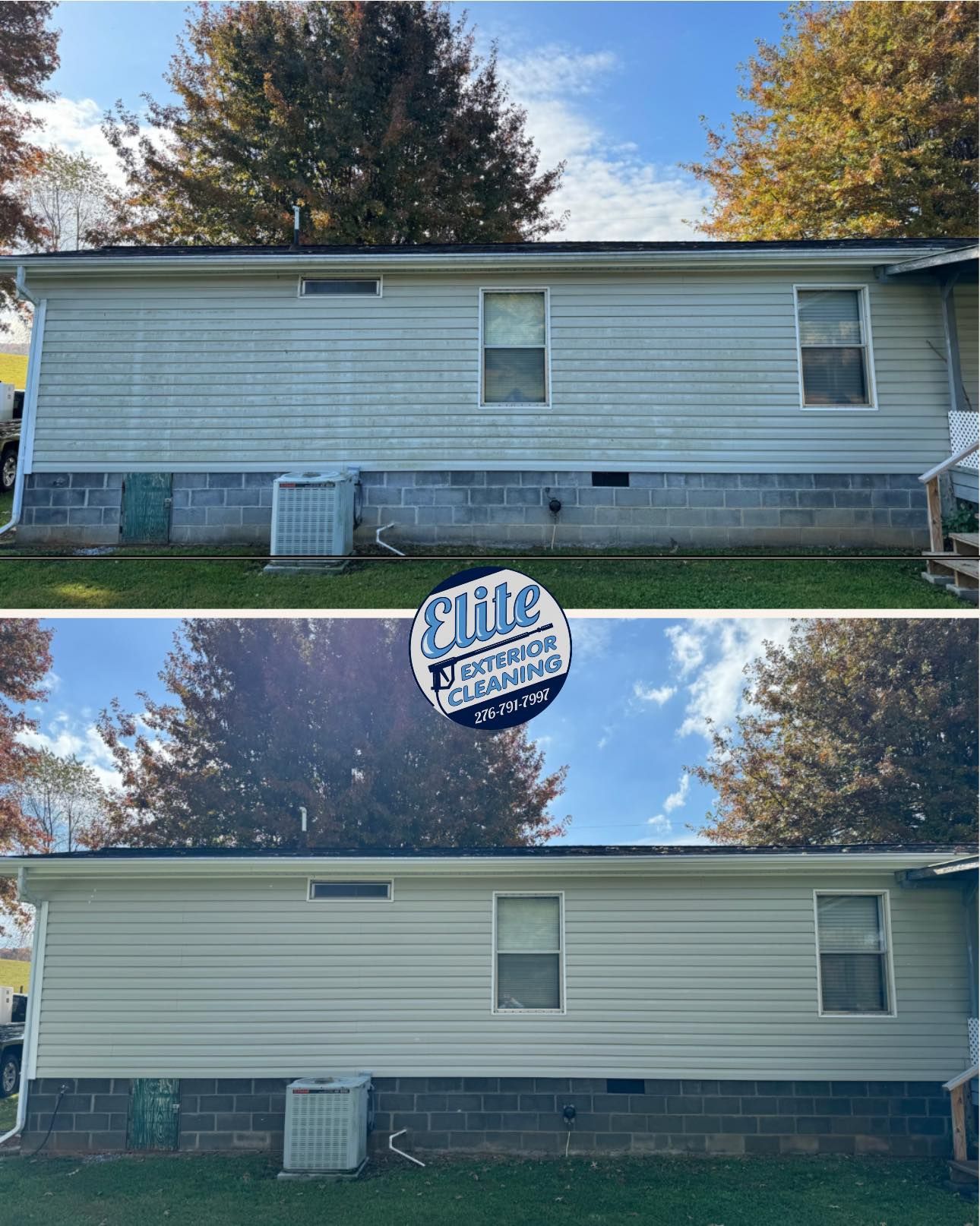 A before and after picture of a house that has been cleaned.