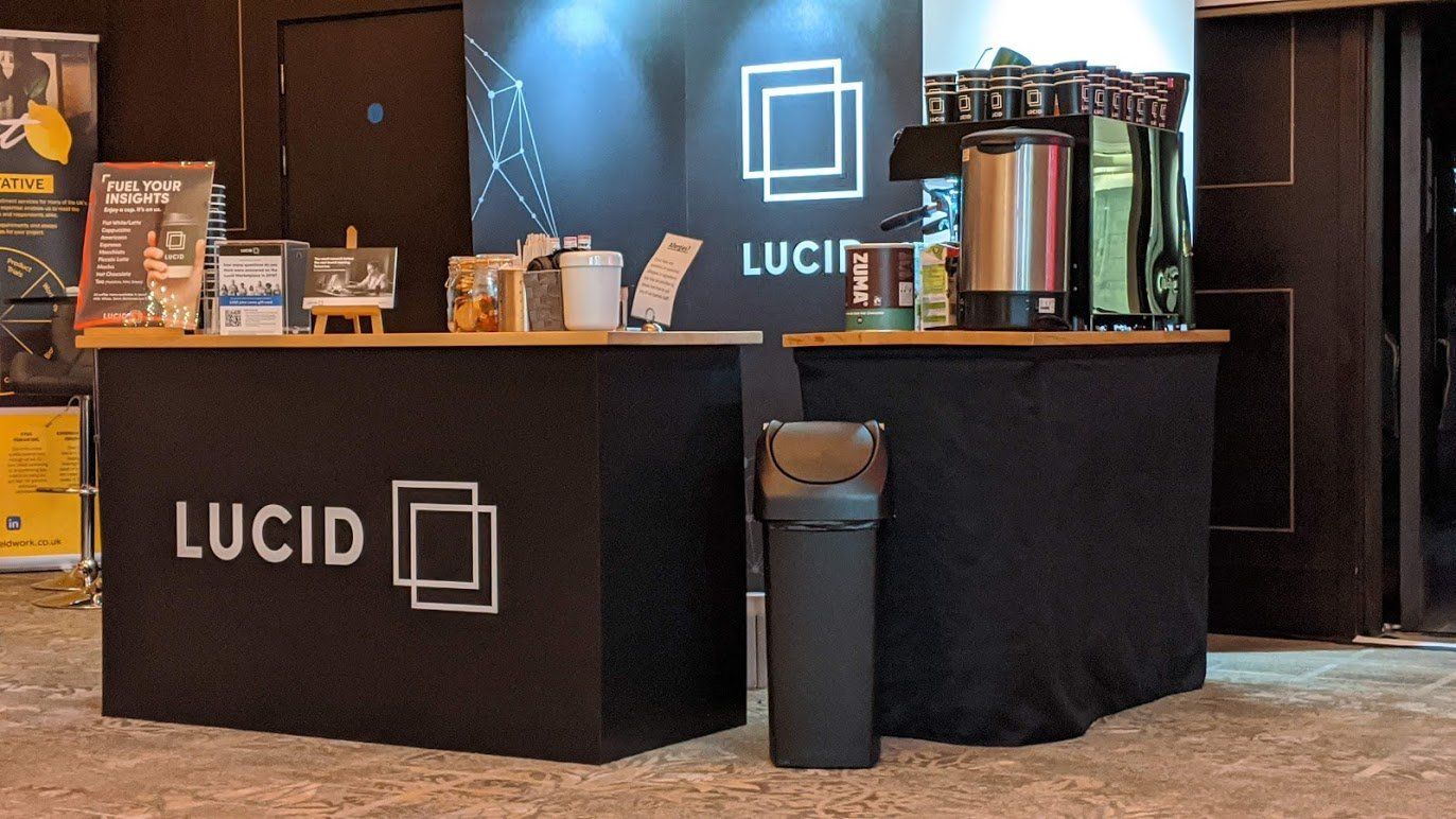Exhibition coffee stand with branding