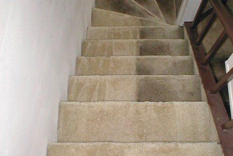 Stair Carpet Half Cleaned