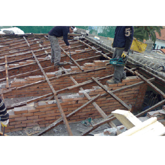 vista di supporti in mattone