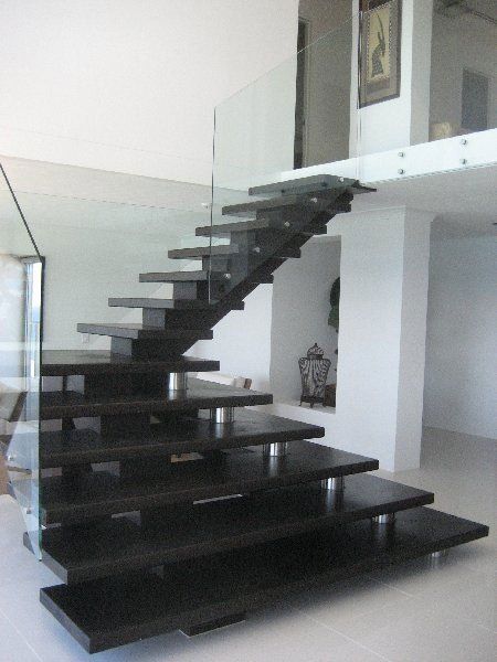 Timber Mono Stairs Close-Up — South East Queensland — Upstairs