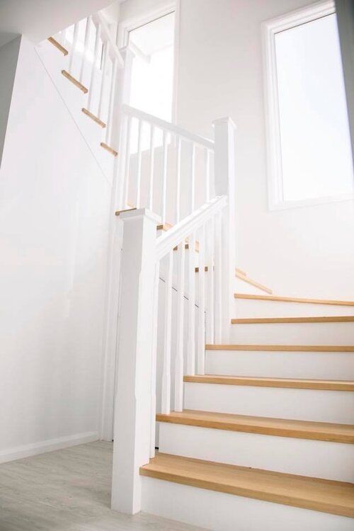 Residential White Timber Stairs — South East Queensland — Upstairs