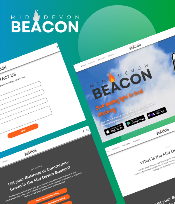 Portfolio Image | Mid Devon Beacon | Website for mobile app