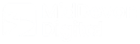 A logo for middevon digital with a river in the middle.