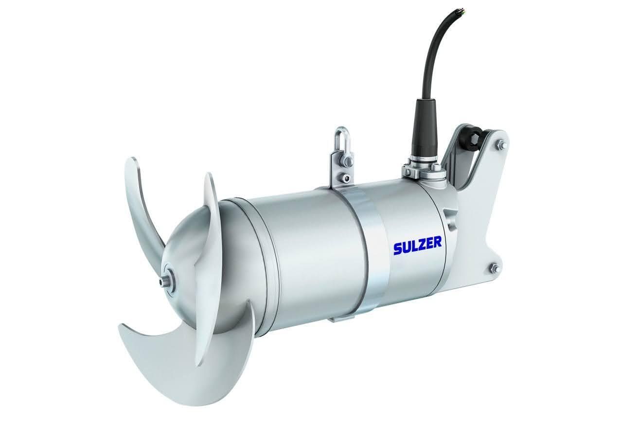 A sulzer propeller is sitting on a white surface.