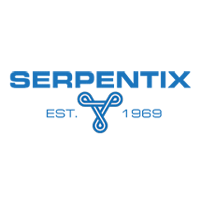 A blue and white logo for serpentix est . 1969