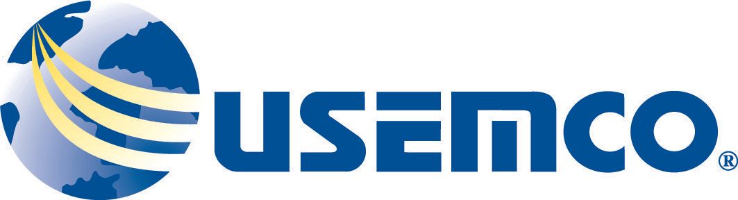 A logo for usenco with a globe in the background